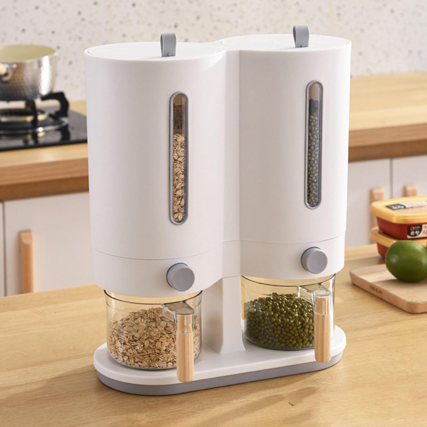 Rakuten - プッシュ式 米びつ 5kg コンパクト 保存容器 お米 乾物 酸化防止 透明窓 省スペース
