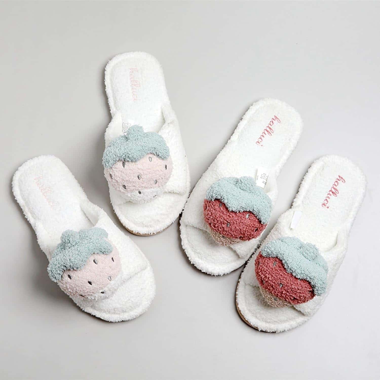 スリッパ 苺 レディース メンズ カップル 前開き ボア 静音 防滑 あったか ホームスリッパ 室内履き ギフト 可愛い もふもふ