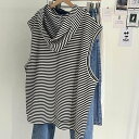 ベスト ストライプ柄 袖なし レディース 春服 長袖 ハイネック プルオーバー スウェット タンクトップ 重ね着 ゆったり トレーナー 体型カバー オシャレ 通...
