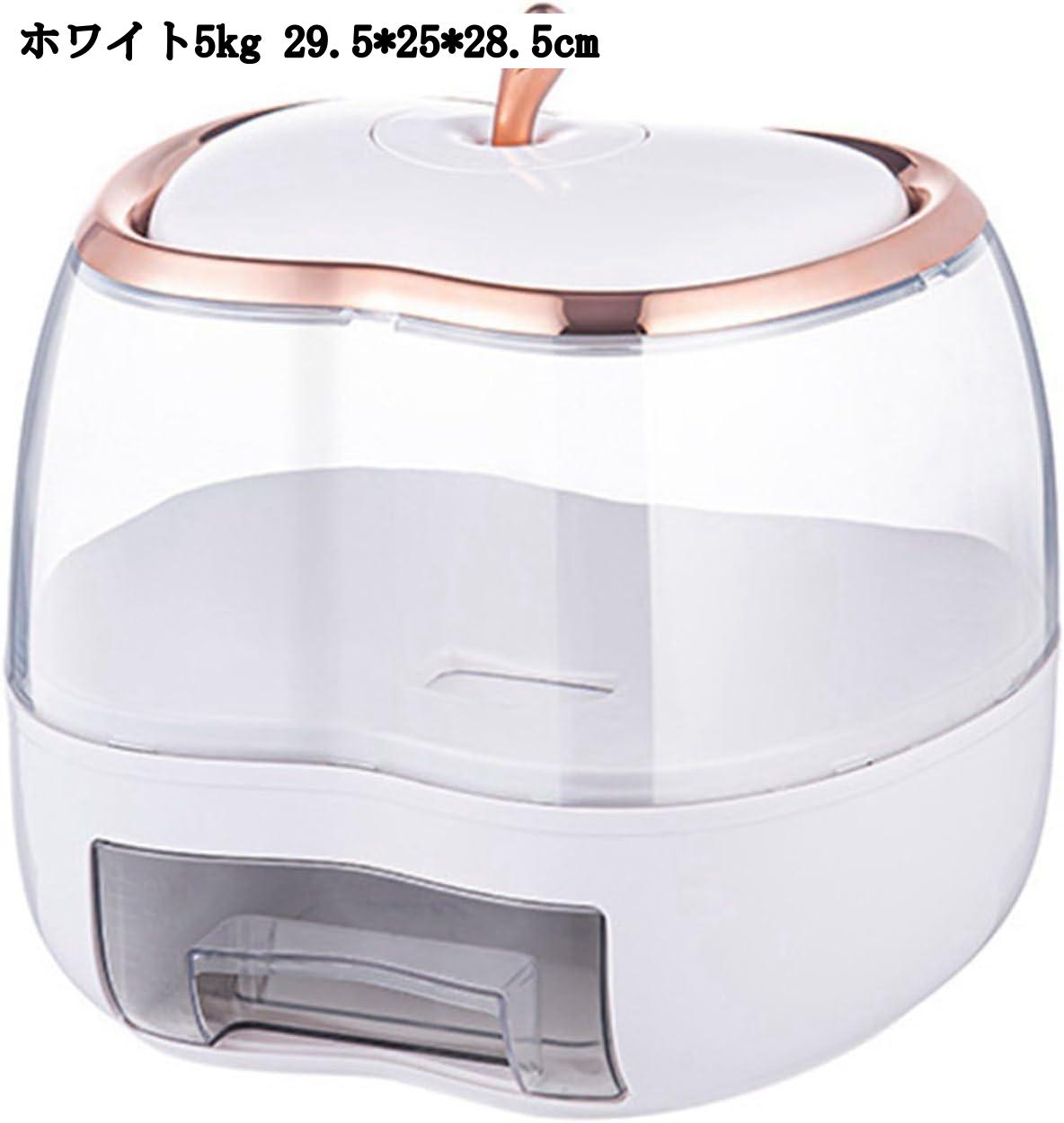 おしゃれ 密閉 米びつ 5kg/10kg グリーン/ホワイト 残量見える 透明窓 カップ付き 防湿 防虫 保存容器 ライスストッカー 29.5*25*(28.5/39.5)cm お米 お砂糖 りんご リンゴ かわいい