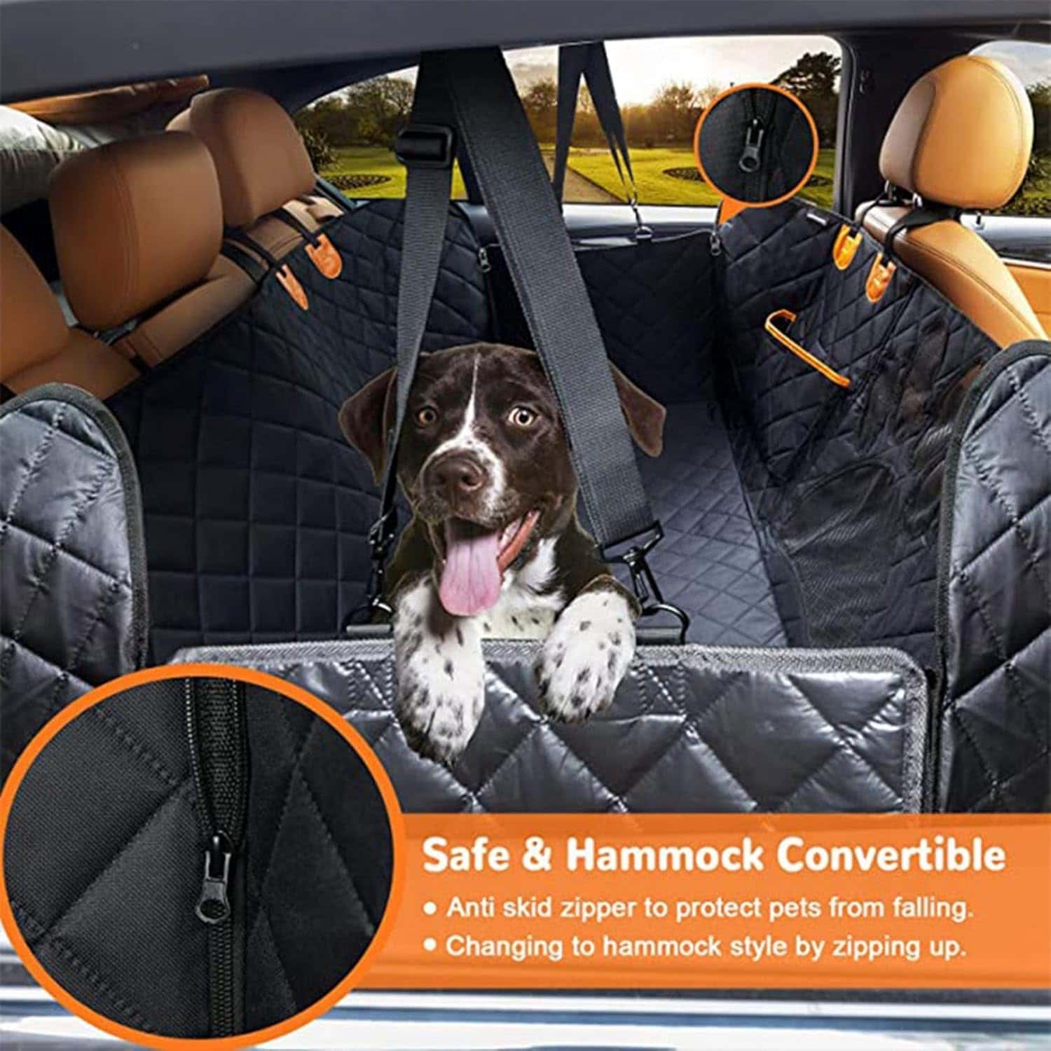 ペット用車用ドライブシート 後部座席専用 汎用シートカバー 犬猫兼用ブースターシート 折りたたみポケット付き 酔い防止 固定式 安全旅行 汚れ防止 グレイ 137*147CM ブラック