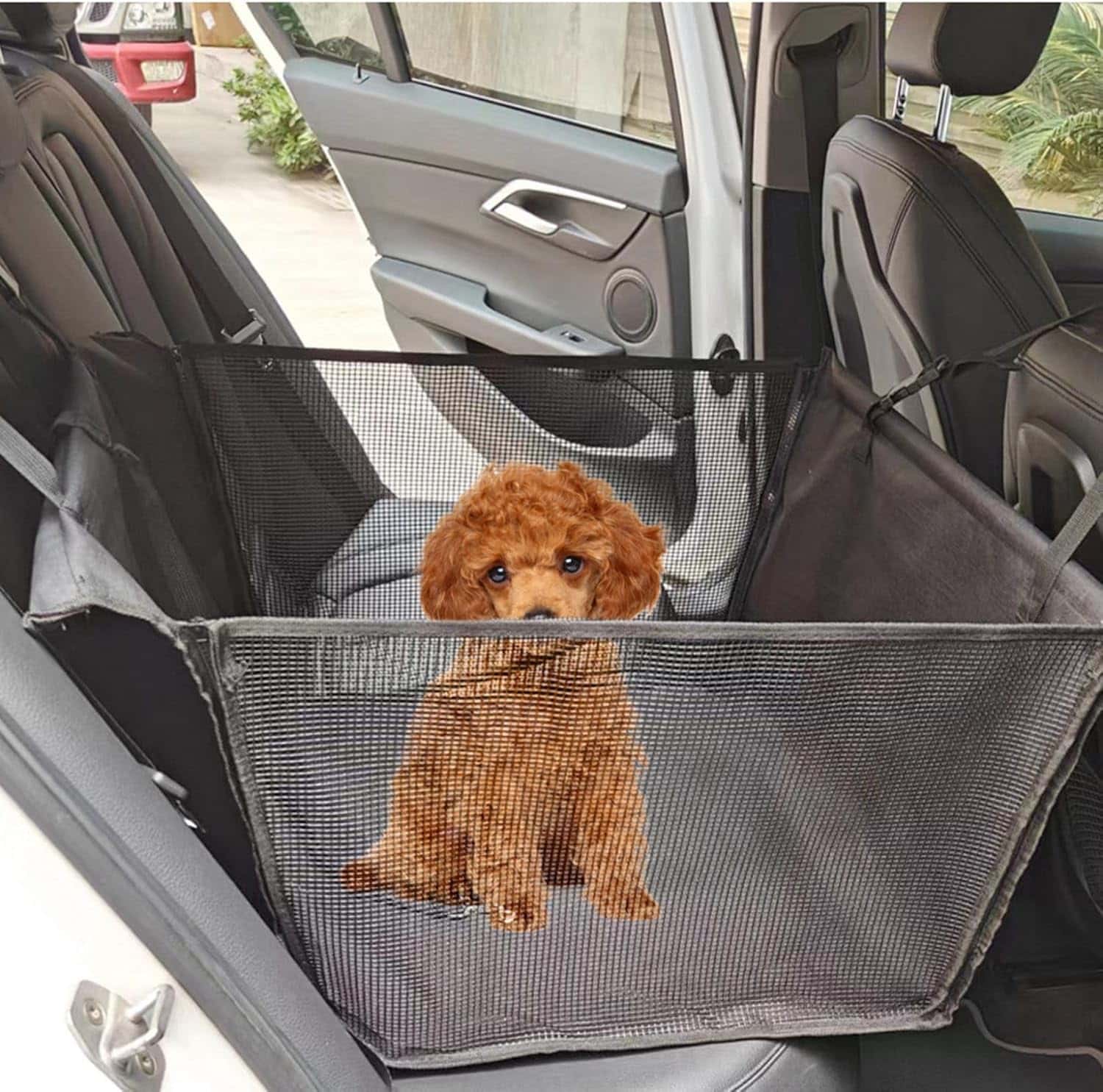 Rakuten - ペット用 ドライブシート メッシュタイプ 中小型犬 猫 専用 車載用 滑り止め 耐摩耗 汚れ防止 通気性 折り畳み可 60x50x35cm