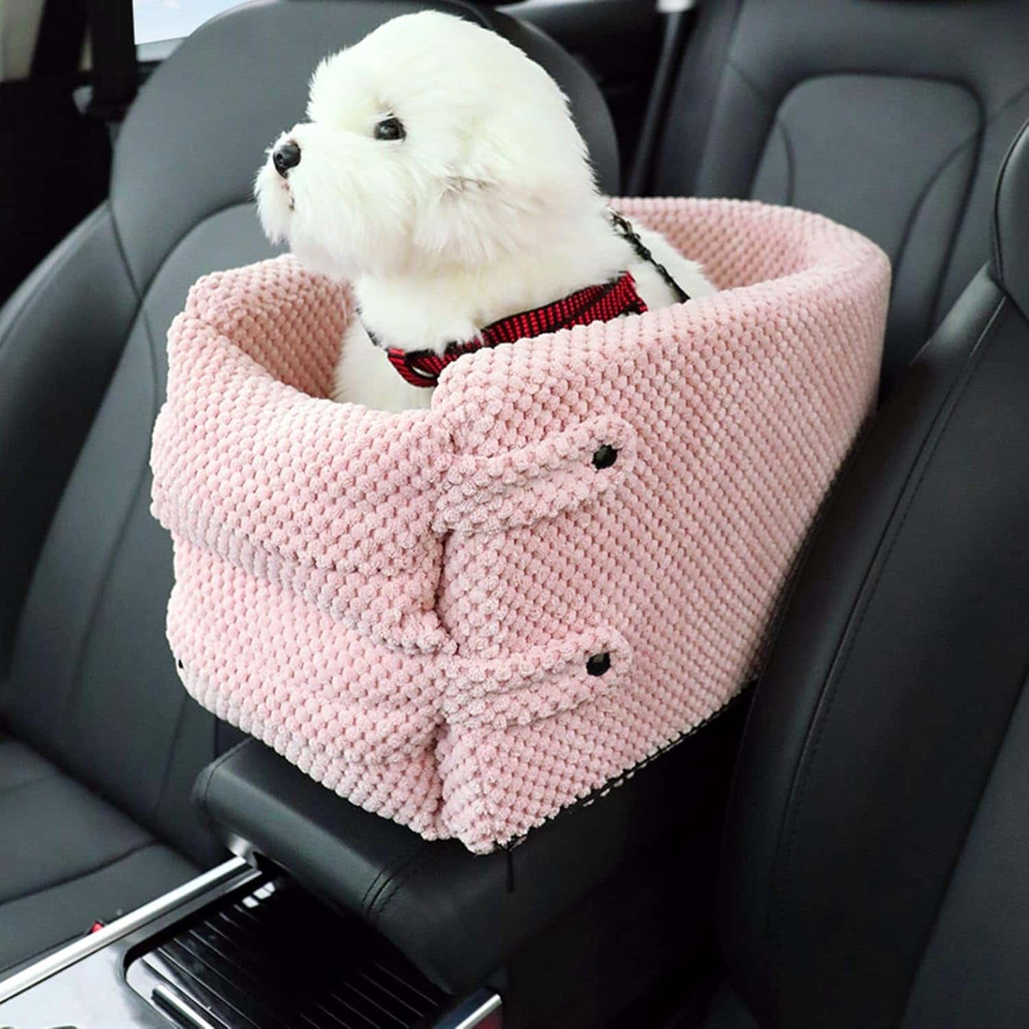 ペットドライブボックス シートベルト付き 中小型犬 猫用 カーキャリア 滑り止め 耐摩耗 洗える 簡単取り付け 汚れキズ防止 通院用 イ..