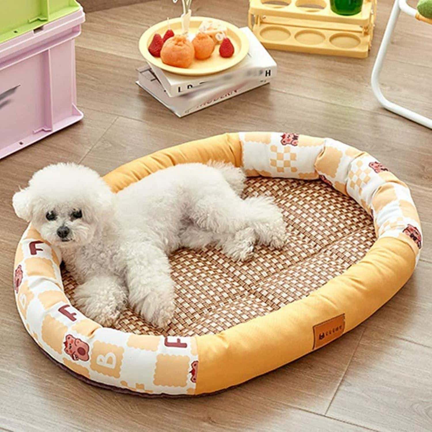 Rakuten - 犬猫用 夏用 冷感ベッド 枕付き 円形 滑り止め 室内用 ペットソファー 中小型犬用 暑さ対策 安眠 小動物用