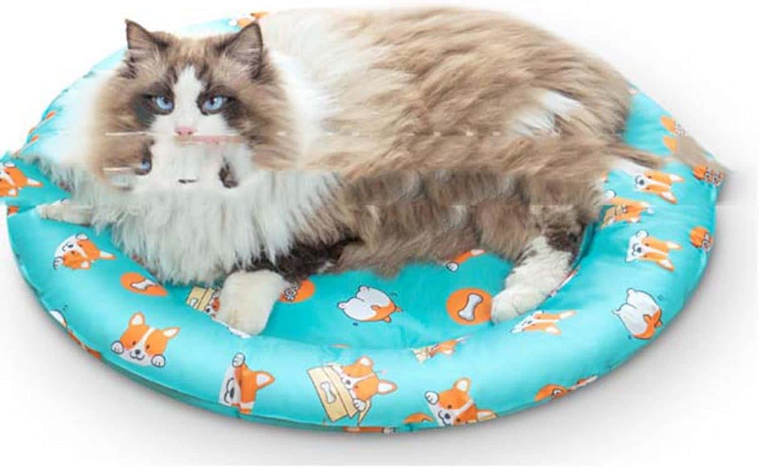 犬猫用 円形スクエア ペットベッド 冷感クッション お手入れ簡単 ストレス解消 暑さ対策 中型犬中型猫用可愛い動物型