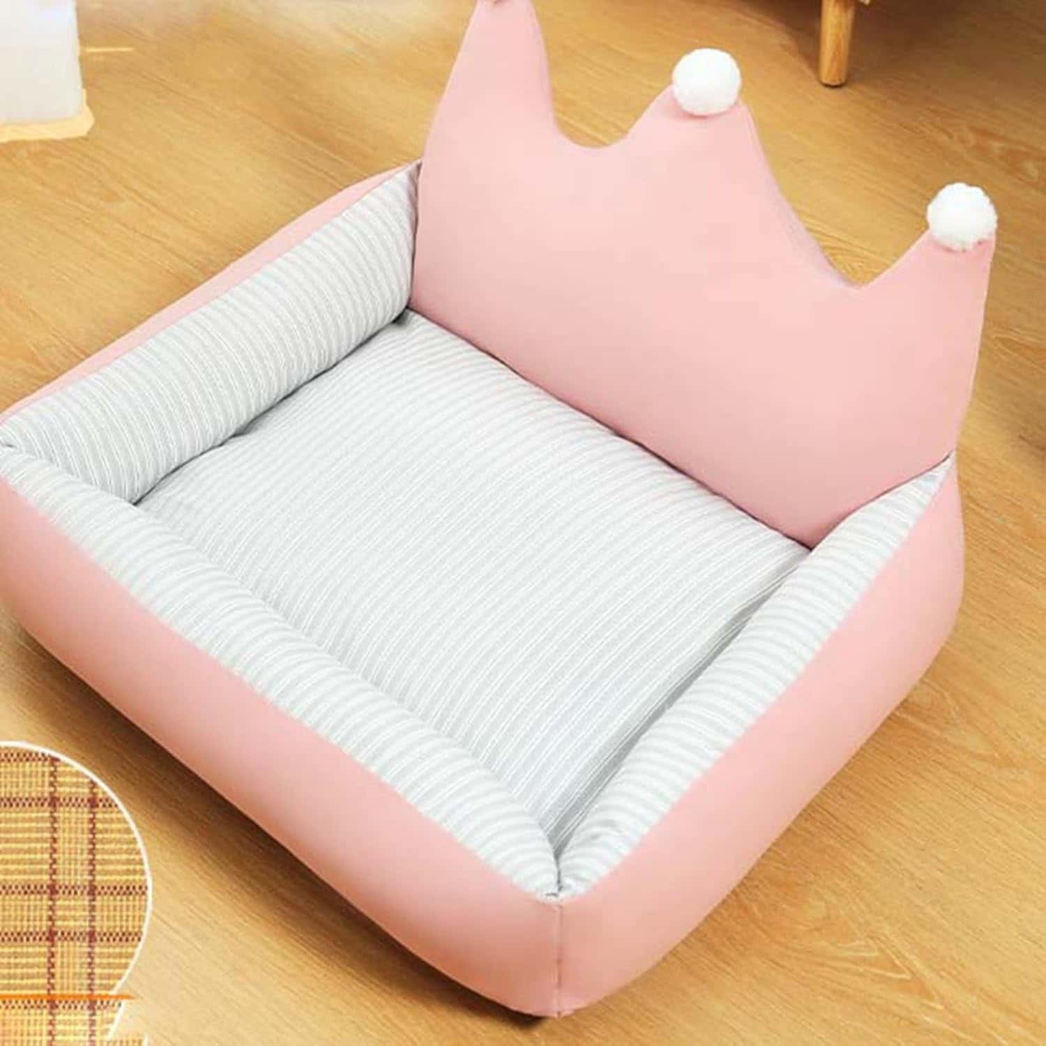 犬用ベッド 冷感ペットソファー 猫用夏用クッション 通気性抜群 暑さ対策ティアラ型 滑り止め付き 室内..