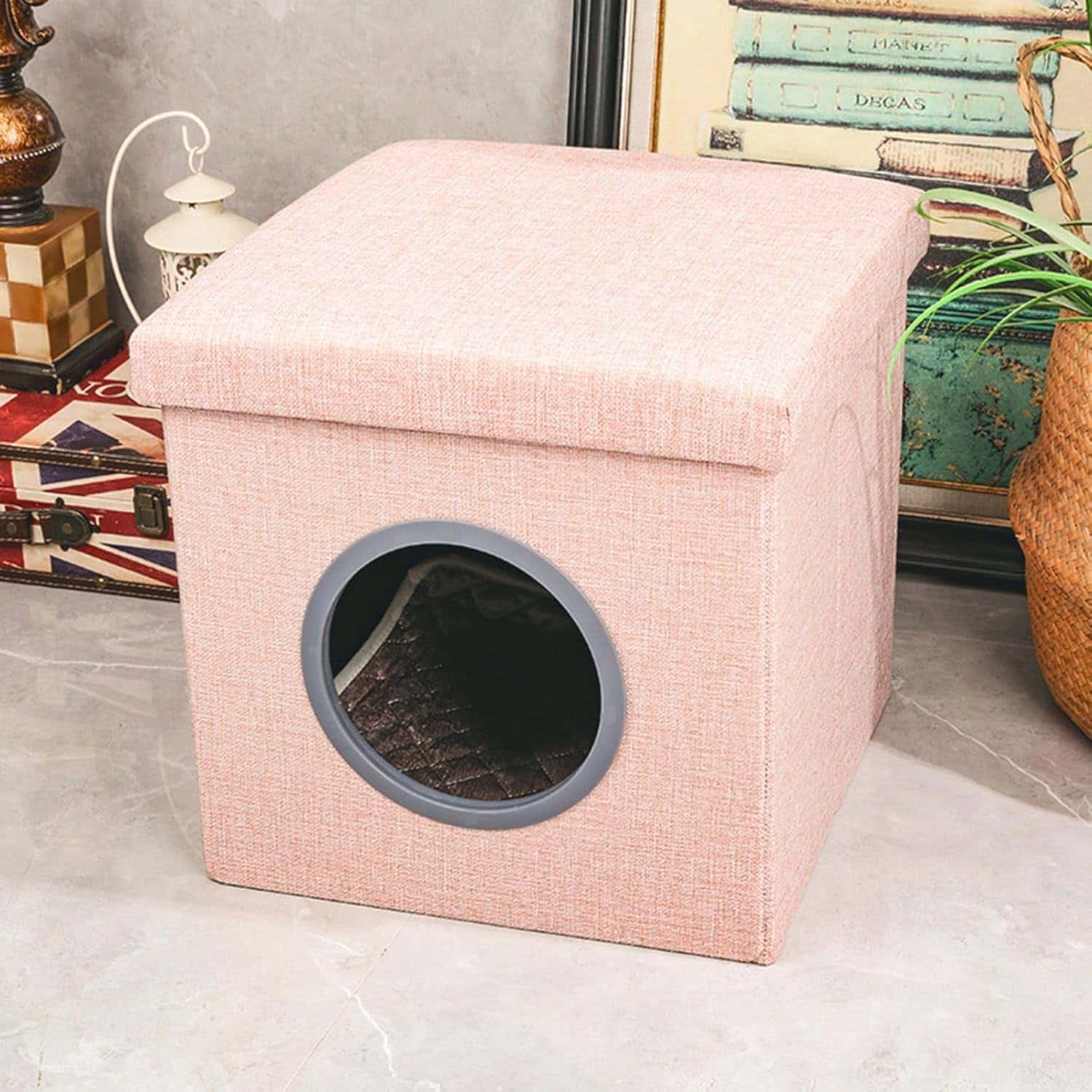 Rakuten - ペットベッド 猫用ベッド 四角形 ペットボックス ペットハウス 折りたたみ 収納 滑りにくい裏地 室内用 お手入れ簡単 犬用ハウス リラックス 柔らかい 使いやすい