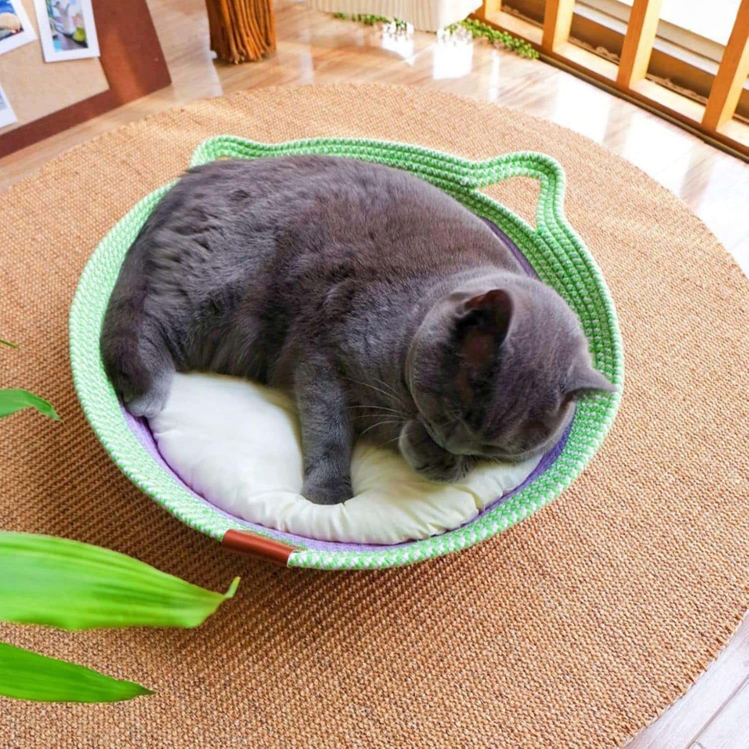 - カラー: パープル - サイズ: 直径35cm, 直径40cm, 直径48cm - 使用素材: 安心な天然素材の柳の枝、異臭なし、有害物質不使用、安全で耐久性あり - 無毒性: ペットが噛んでも無毒で被害の心配なし - 清潔: 管理がよく、細菌繁殖しにくい、風通しが良く嫌な匂いがない - 快適な睡眠環境: 通気性が良く、質の高い睡眠環境を提供 - 耐久性: 噛みついても破れにくい加工、高品質な藤を使用 - 手作り: 職人による丁寧な編みこみ、型崩れしにくい - オールシーズン使用: 夏にはマッチングマット使用、冬に暖かい綿パッドが使える - 安心感溢れるデザイン: 夏用のござと組み合わせ可能、快適な睡眠環境を提供