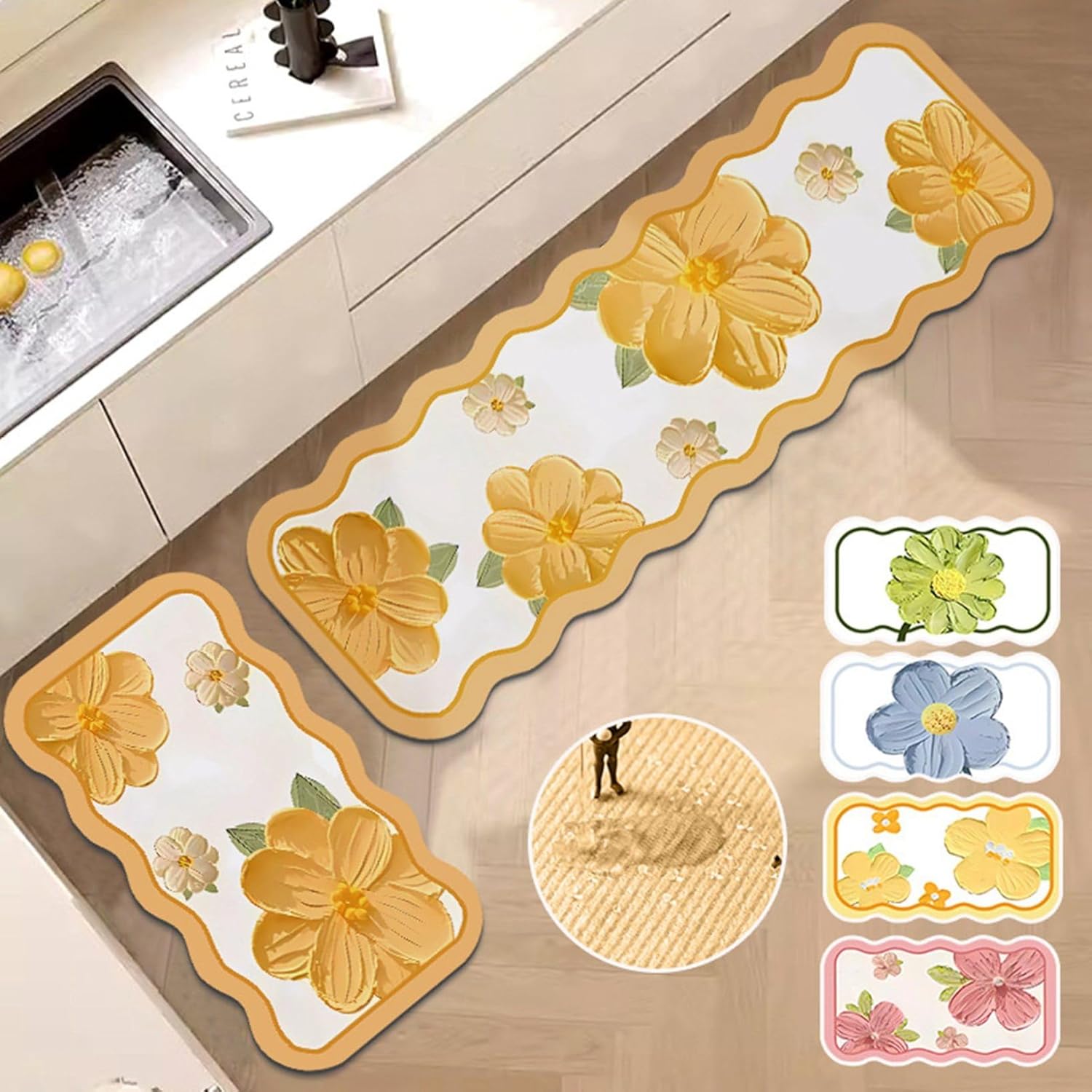 吸水速乾 洗濯可能 滑り止め ふかふか マイクロファイバー キッチンマット 玄関マット バスマット 廊下..