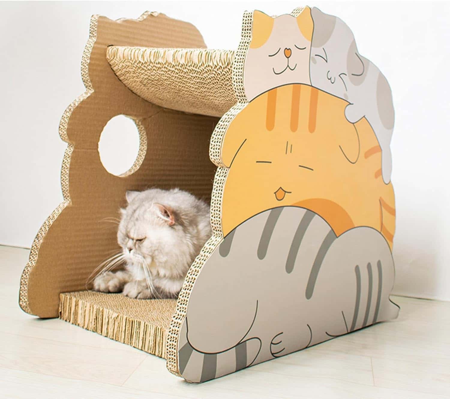 Rakuten - 猫用爪とぎ ベッド 高密度 強化段ボール 縦置き 横置き L型 お手入れ簡単 2層 耐荷重 可愛い 知育玩具 ストレス解消 運動不足解消