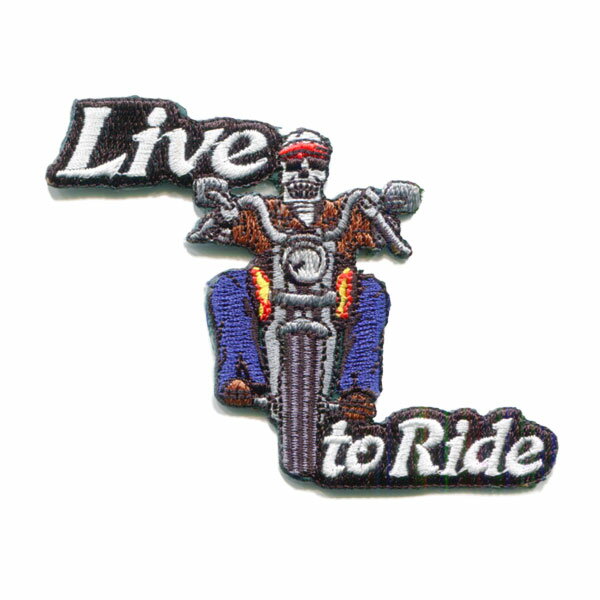 輸入ワッペン〔0021-Live to Ride〕【DM便選択可】【アイロン接着】【楽ギフ_包装】