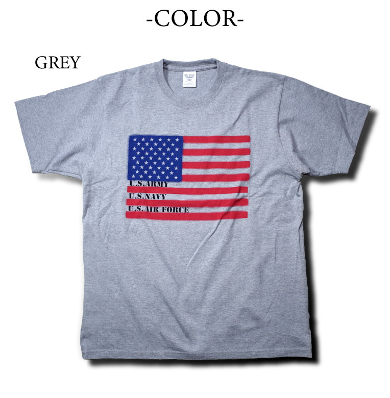 2018S/S『HOUSTON/ヒューストン』21456 U.S.FLAG TEE / アメリカフラッグTシャツ -全3色-/ARMY/NAVY/AIR FORCE/国旗/星条旗/コットン/ユニオンネットストア【チケット対象】[21456]