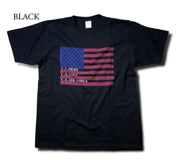 2018S/S『HOUSTON/ヒューストン』21456 U.S.FLAG TEE / アメリカフラッグTシャツ -全3色-/ARMY/NAVY/AIR FORCE/国旗/星条旗/コットン/ユニオンネットストア【チケット対象】[21456]