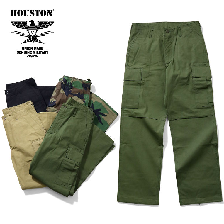 ヒューストン カーゴパンツ メンズ HOUSTON / ヒューストン 1883 RIPSTOP BDU PANTS / リップストップBDUパンツ -全4色- コットン カーゴパンツ ミリタリー MILITARY アジャスター ジッパーフライ メンズ レディース 大きいサイズ ストレート 無地 シンプル [1883]