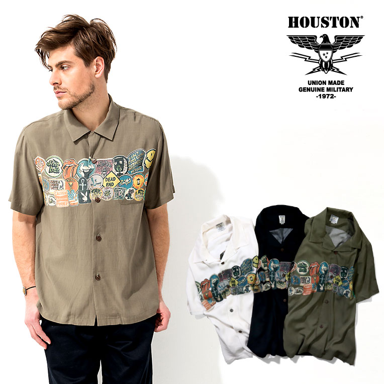 2020S/S『HOUSTON/ヒューストン』40680 ALOHA SHIRT(POP) / アロハシャツ(ポップ) -全3色- /カルチャー/アメリカ/スマイル/ロゴ/ワッペン / アメカジ / ユニオンネットストア[40680]