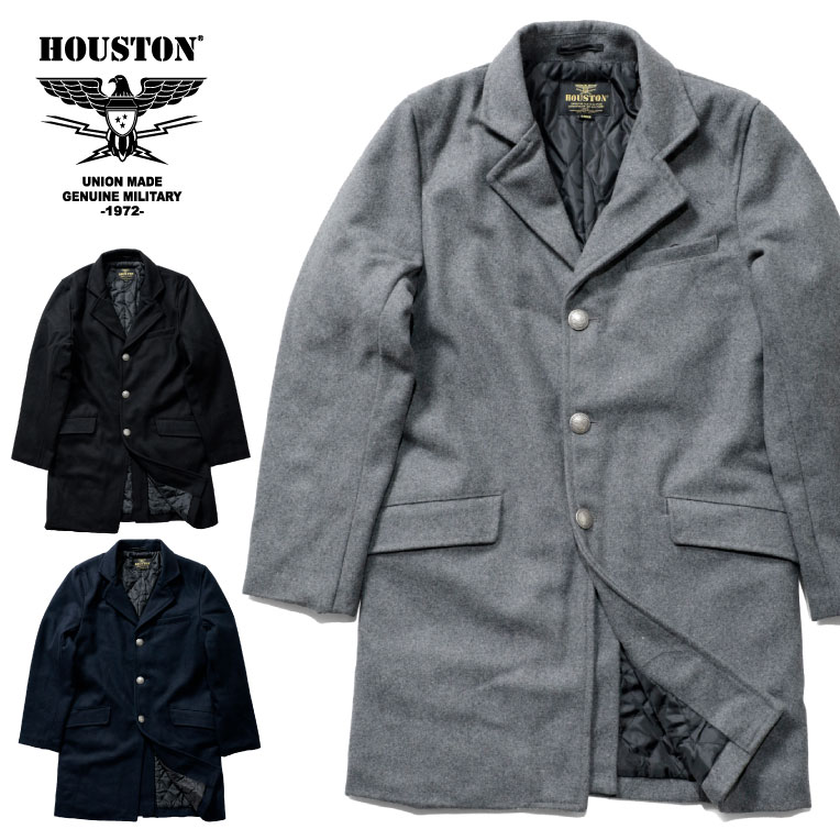HOUSTON コート メンズ HOUSTON / ヒューストン 51091 CHESTERFIELD COAT/ チェスターフィールドコート -全3色- /800g メルトン/ウール/中綿/コンチョボタン/[51091]