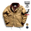 HOUSTON / ヒューストン 51131 ALPACA N-1 DECK JACKET/ アルパカN-1デッキジャケット -全1色- ステンシル ボア バイカー 日本製 ウール リブ ミリタリー MILITARY メンズ 大きいサイズ 本格 冬 アウター ワンポイント 立襟 