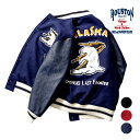 HOUSTON / ヒューストン 51193 MELTON AWARD JACKET(ALASKA) / メルトンアワードジャケット -全3色- スタジャン フェイクレザー ヴィンテージ 中綿 スカジャン ミリタリー MILITARY メンズ 大きいサイズ アイビールック カレッジ アラスカ 熊 ワッペン カスタム 51193