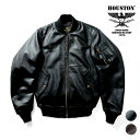 HOUSTON / ヒューストン 8191 SHEEP LEATHER MA-1 FLIGHT JACKET / シープレザーMA-1 -全2色- フライトジャケット 羊革 ミリタリー MILITARY メンズ 大きいサイズ ブラック ブラウン 中綿 リブ 秋冬 ジップアップ 