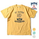 HOUSTON / ヒューストン 22104 PIGMENT PRINT TEE (XAVIER) / ピグメントプリントTシャツ -全3色- 半袖 クルーネック キリスト教 メンズ ザビエル カレッジ カレッジプリント シーズンレス ヴィンテージ ミリタリー カジュアル アメカジ 