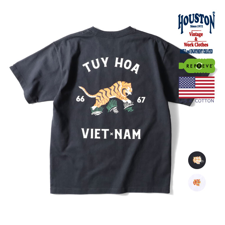 HOUSTON / ヒューストン 22118 RECYCLE US COTTON PRINT TEE(VIETNAM) / リサイクルコットンプリント半袖Tシャツ -全2色- クルーネック メンズ 虎 タイガー ベトナム ベトジャン シーズンレス ヴィンテージ ミリタリー カジュアル アメカジ 大きいサイズ[22118]のサムネイル