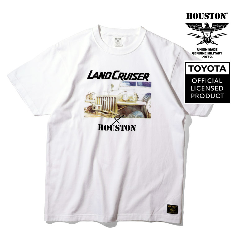 HOUSTON / ヒューストン 23TY001 × TOYOTA PRINT TEE(LAND CRUISER BJ) / トヨタ プリント半袖Tシャツ(ランドクルーザーBJ) -全1色- メンズ レディース コラボ 丸胴 ギフト プレゼント アウトドア 車 ビンテージ 1951年式 