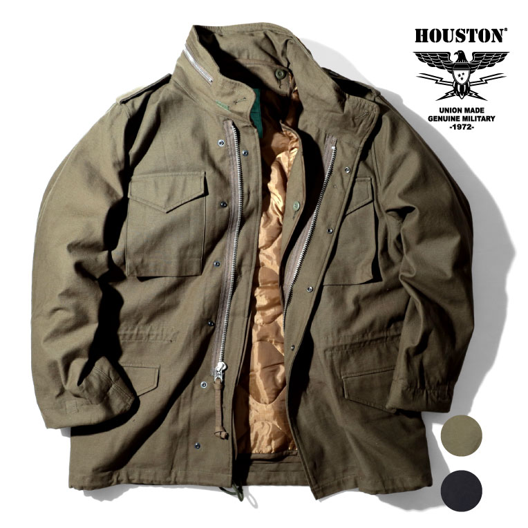 HOUSTON / ヒューストン 50815 M-65 JACKET with LINER / M-65 ジャケット ライナー付き -全2色- ミリタリー MILITARY m65 3WAY フィールドジャケット キルティング フード 立襟 メンズ レディース 大きいサイズ ゆったり 秋冬 無地 US規格 FIELD スタンドカラー