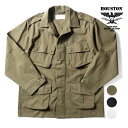 HOUSTON / ヒューストン 51260 POPLIN JUNGLE FATIGUE JACKET / ポプリンジャングルファティーグジャケット-全3色- メンズ ライトアウター ミリタリー ガスフラップ ポケット アジャスター エポレット MILITARY 1stタイプ 黒 白 大きいサイズ[51260]