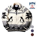 HOUSTON / ヒューストン 22140 COWICHAN KNIT CARDIGAN(PENGUIN) / カウチンニットカーディガン(ペンギン) -全3色- メンズ シンプル ミリタリー MILITARY アメカジ ヴィンテージ 鹿 ジップアップ バルキー糸 