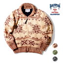 HOUSTON / ヒューストン 22141 COWICHAN KNIT CARDIGAN(SNOW) / カウチンニットカーディガン(雪柄) -全3色- メンズ シンプル ミリタリー MILITARY アメカジ ヴィンテージ 結晶 ジップアップ バルキー糸 22141