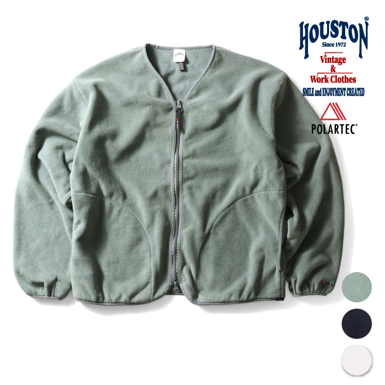 HOUSTON コート メンズ HOUSTON / ヒューストン 22148 POLARTEC GEN3 FLEECE ZIP CARDIGAN / ポーラテックフリースジップカーディガン -全3色- 長袖 軽アウター メンズ ミリタリー カジュアル 大きいサイズ 軽量 ロゴ [22148]