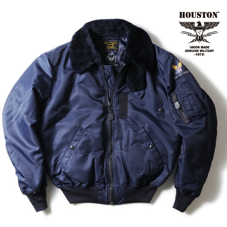 HOUSTON コート メンズ HOUSTON / ヒューストン 5002C B-15C FLIGHT JACKET / B-15Cフライトジャケット -全1色- ミリタリー MILITARY ムートン アメリカ軍 USAF ナイロン 中綿 メンズ 大きいサイズ 立襟 ワンポイント ジップアップ 厚手 秋冬 MA-1 ウール マリリンモンロー[5002C]