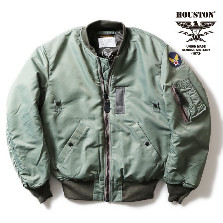 HOUSTON コート メンズ HOUSTON / ヒューストン 5006C B-15D FLIGHT JACKET -MODIFY-/B-15Dフライトジャケット -モディファイ- -全1色- ミリタリー MILITARY アメリカ軍 USAF ナイロン 中綿 メンズ 大きいサイズ 立襟 ワンポイント ジップアップ 厚手 秋冬 MA-1 ウール [5006C]