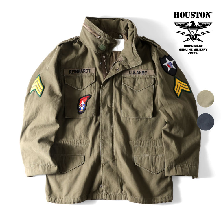 HOUSTON コート メンズ HOUSTON / ヒューストン 51279 CUSTOM M-65 JACKET (LENNON) / カスタムM-65ジャケット (レノン) -全2色- メンズ 大きめ ワッペン USED加工 ミリタリー オーバーサイズ アメカジ ヴィンテージ [51279]