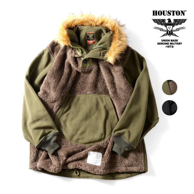 HOUSTON コート メンズ HOUSTON / ヒューストン 51338 M-43 CUSTOM HOOD LINER / M-43カスタムフードライナー -全2色- メンズ 無地 カンガルーポケット ミリタリー 大きいサイズ プルオーバー アメカジ ヴィンテージ ボア フリース パーカー[51338]