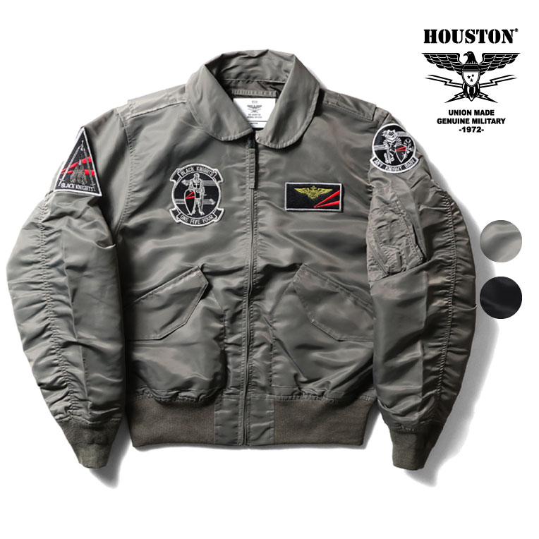 HOUSTON コート メンズ HOUSTON / ヒューストン 51345 EMBROIDERY CWU-36/P FLIGHT JACKET (BLACK KNIGHTS) / 刺繍カスタムフライトジャケット -全2色- メンズ 刺繍 ライトアウター MA-1 ミリタリー アメリカ軍 アメカジ ヴィンテージ ワッペン 36P [51345]