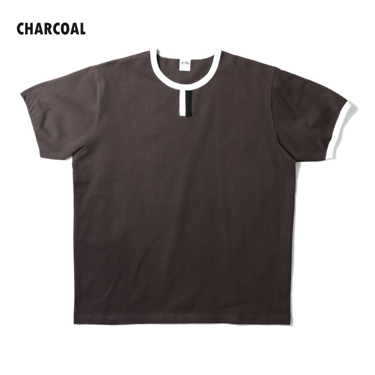 HOUSTON / ヒューストン 22230 REGATTA TRIM S/S TEE / レガッタトリム半袖Tシャツ -全3色- メンズ シンプル ミリタリー 大きいサイズ バインダーネック アメカジ ヴィンテージ リブ [22230]