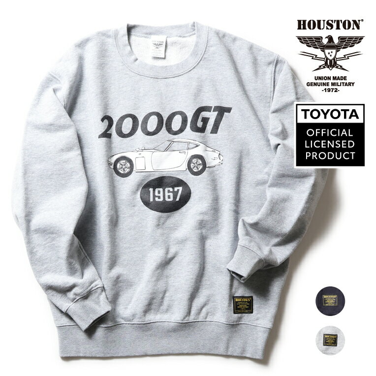 HOUSTON / ヒューストン 24TY005 × TOYOTA PRINT SWEAT (2000GT) / トヨタ プリント スウェット -全2色- メンズ レディース トレーナー コラボ 丸胴 ギフト プレゼント アウトドア 車 ビンテージ 1967 24TY005