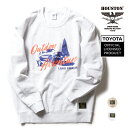 HOUSTON / ヒューストン 24TY006 × TOYOTA PRINT SWEAT (LAND CRUISER) / トヨタ プリント スウェット -全2色- メンズ レディース トレーナー コラボ 丸胴 ギフト プレゼント アウトドア 車 ビンテージ 1984 70型 