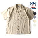 HOUSTON / ヒューストン 41074 TC TWILL WORK S/S SHIRT / TCツイルワークシャツ -全4色- メンズ 半袖シャツ 開襟シャツ ミリタリー カジュアル 無地 アメカジ ヴィンテージ 