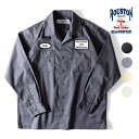 HOUSTON / ヒューストン 41090 CUSTOM TC TWILL WORK SHIRT / カスタムTCツイルワークシャツ -全4色- メンズ 長袖シャツ 開襟シャツ ミリタリー カジュアル ワッペン パッチ アメカジ ヴィンテージ 