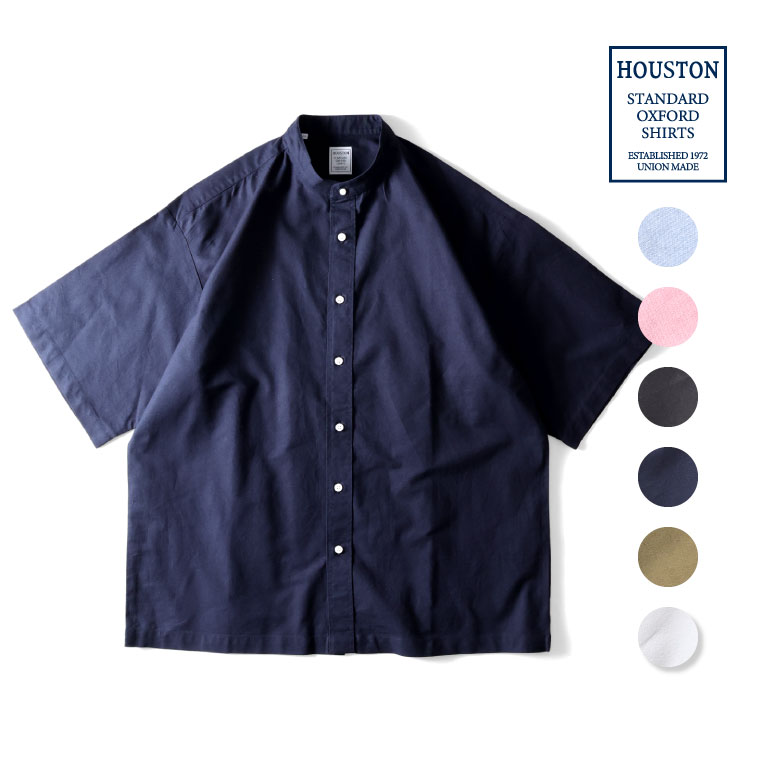 HOUSTON / ヒューストン 41136 OXFORD S/S BAND COLLAR SHIR
