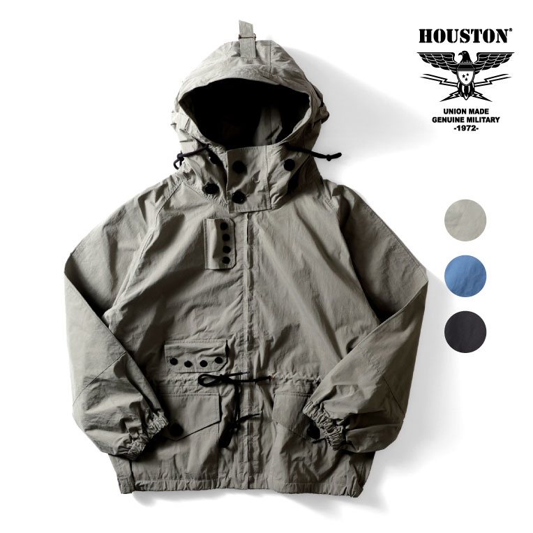 HOUSTON / ヒューストン 51368 N/C SMOCK ZIP PARKA / スモックジップパーカー -全3色- メンズ フード ワイドシルエット ミリタリー 軽アウター カジュアル アメカジ ヴィンテージ 51368