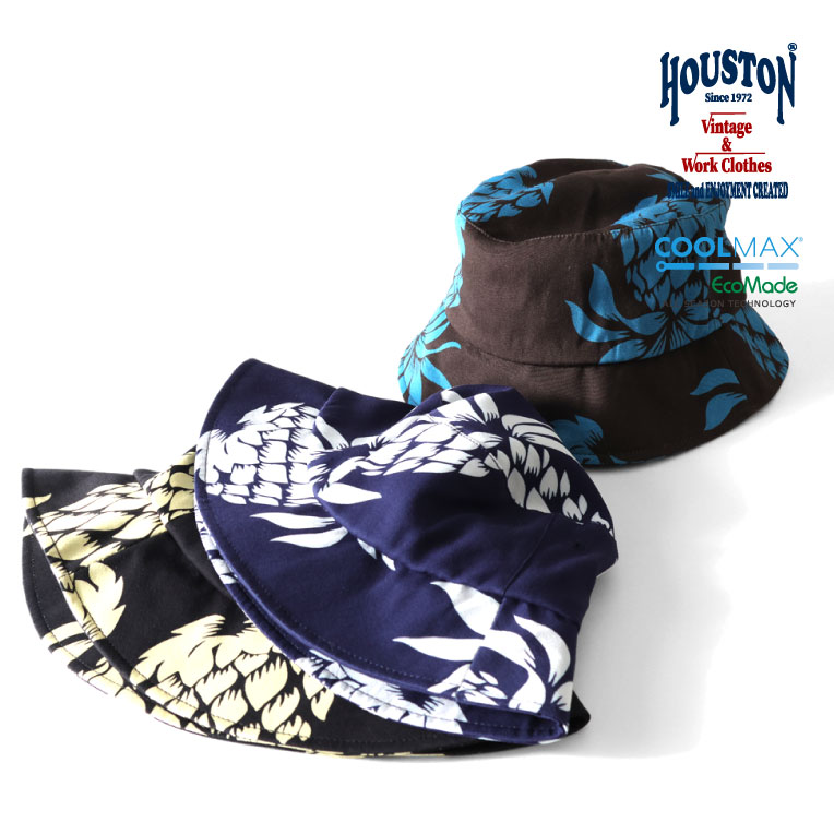 HOUSTON / ヒューストン 6862 ALOHA HAT(PINEAPPLE) / アロハハット -全3色- メンズ レディース 男女兼用 MILITARY 帽子 ギフト プレゼント