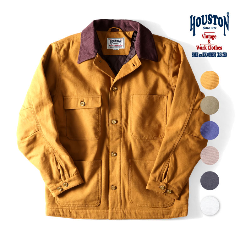 HOUSTON / ヒューストン 51407 SOLID VIYELLA COVERALL / ソリッドビエラカバーオール -全6色- メンズ コーデュロイ キ...