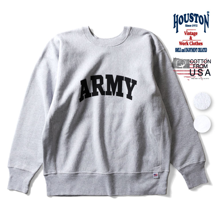 HOUSTON / ヒューストン 22264 PRINT U.S. COTTON R/V SWEAT(ARMY) / U.S.コットンスウェットシャツ -..
