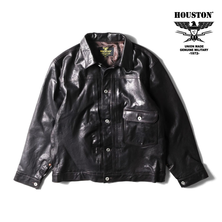 HOUSTON / ヒューストン 8219 VEGETABLE LAMB WASHABLE TRACK JACKET / ベジタブルラムウォッシャブルトラックジャケット -全1色- メンズ Gジャン レザー 本革 ミリタリー 大きいサイズ アメカジ ヴィンテージ 8219