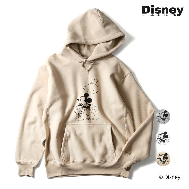 HOUSTON / ヒューストン 22366 【HOUSTON】 MICKEY MOUSE P/O PARKA / ミッキー マウス プルオーバーパーカー -全3色- メンズ レディース ディズニー 裏起毛 レトロ コラボ 大きいサイズ ユニセックス 22366