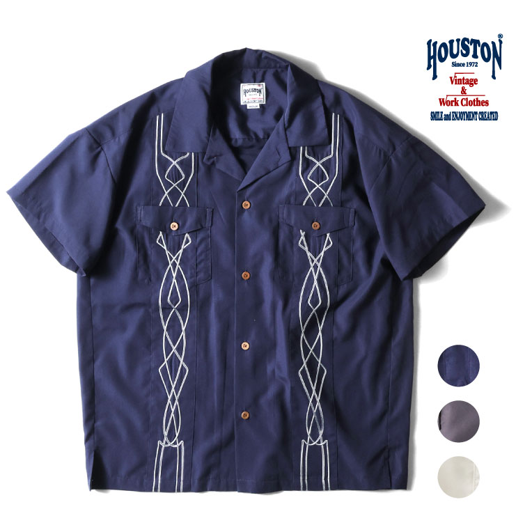 HOUSTON / ヒューストン 41204 CORD EMBROIDERY S/S SHIRT(CHEST POCKET) / コード刺繍半袖シャツ -全3色-のサムネイル