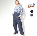 HOUSTON woman / ヒューストン ウーマン 23HL013 11oz SLAB DENIM FATIGUE PANTS / デニムファティーグパンツ -全2色- ルーズ ジーンズ アジャスター ビンテージ 調節 アウトドア シーズンレス アメカジ レディース 23hl013